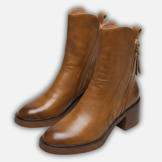 Women’s Block Heel Ankle Boots with Side Closure