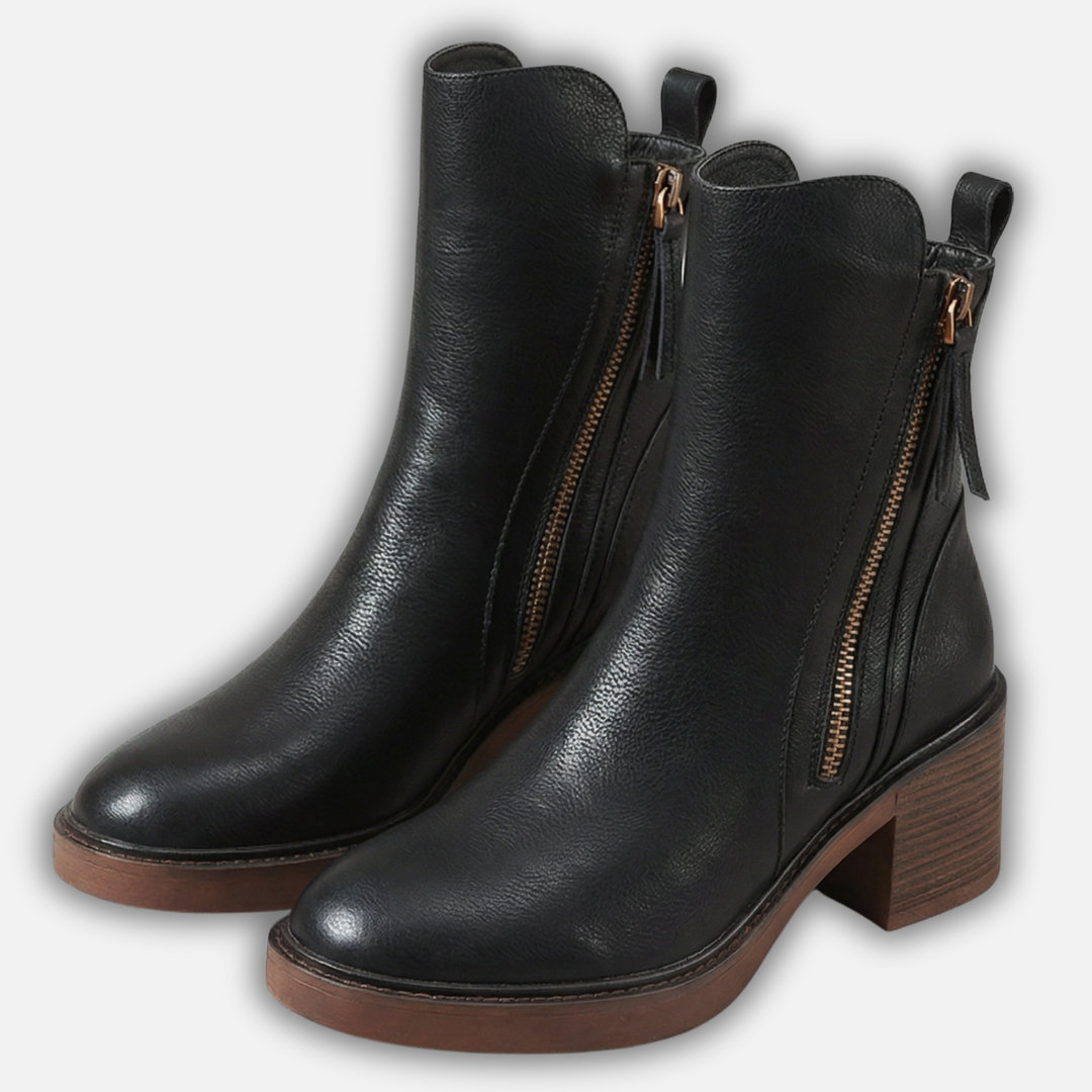 Women’s Block Heel Ankle Boots with Side Closure