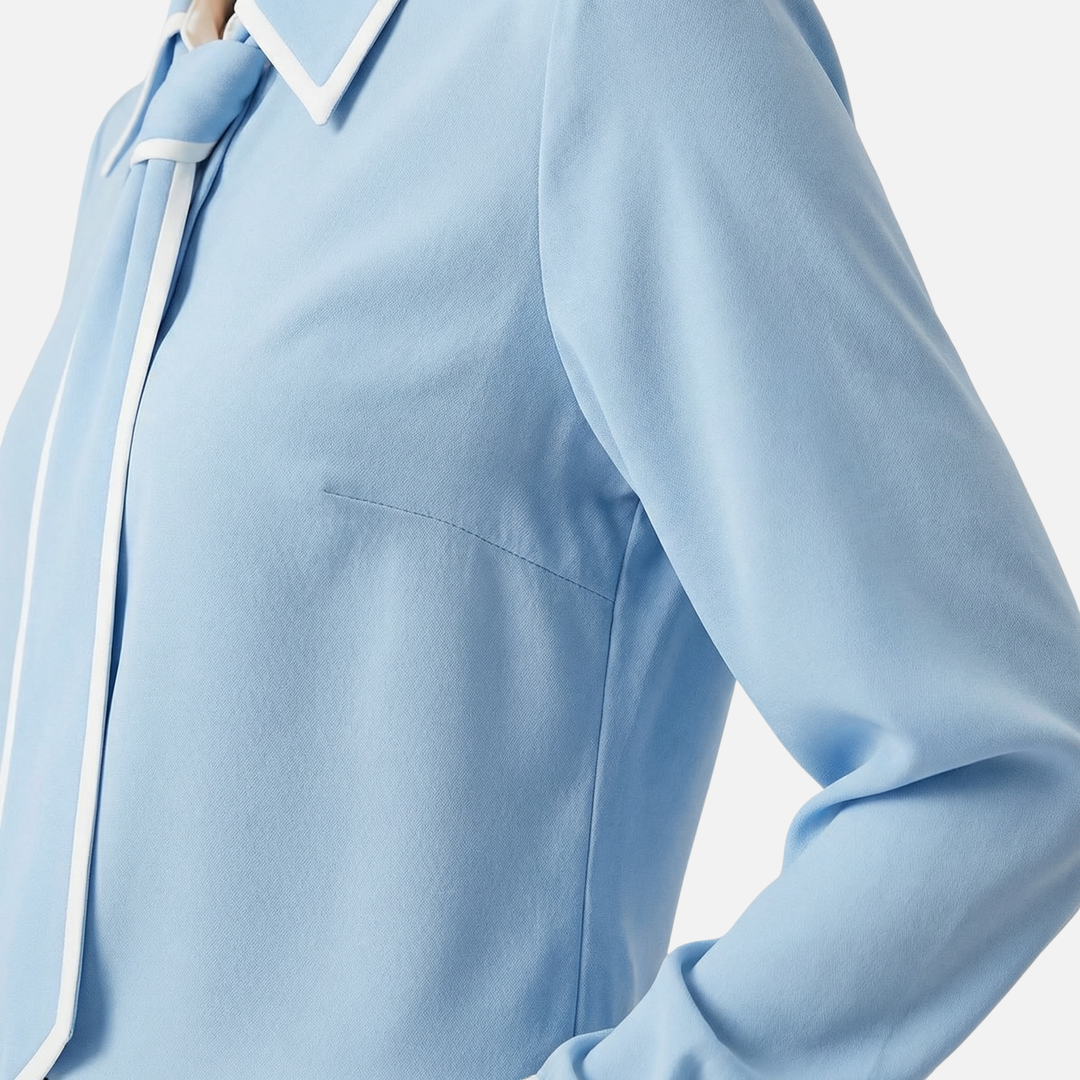 Women’s Contrast-Trim Blouse with Detachable Tie