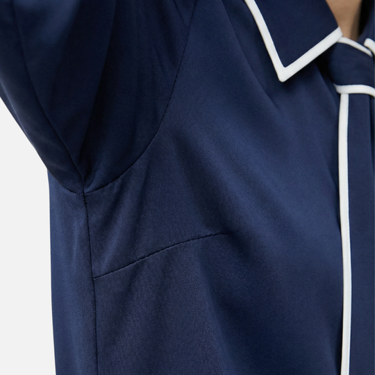 Women’s Contrast-Trim Blouse with Detachable Tie