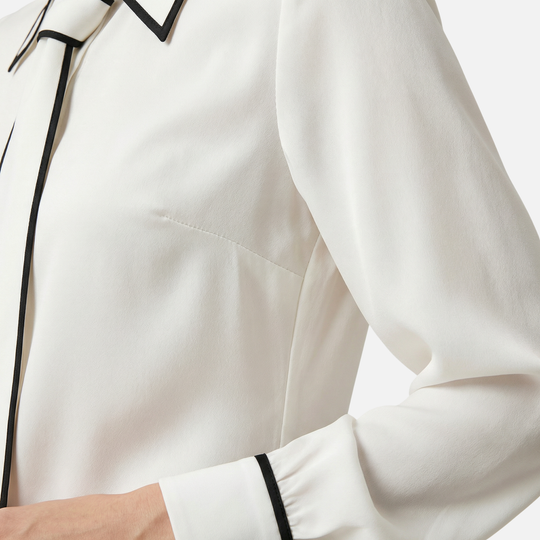 Women’s Contrast-Trim Blouse with Detachable Tie