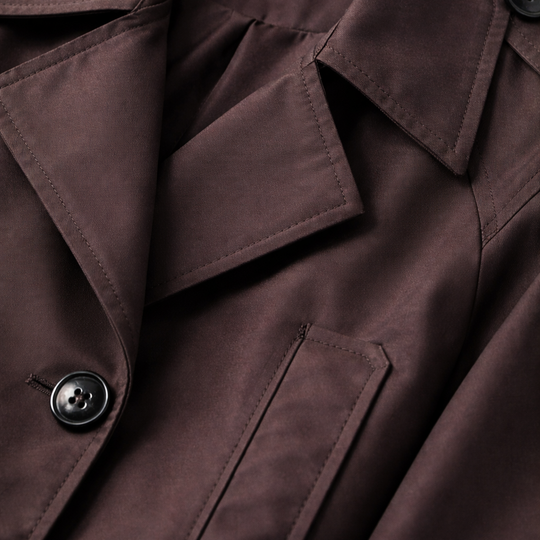 Women’s Cropped Trench Coat with Turn-Down Collar