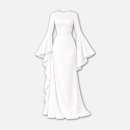 Women’s Draped Maxi Dress with Long Sleeves
