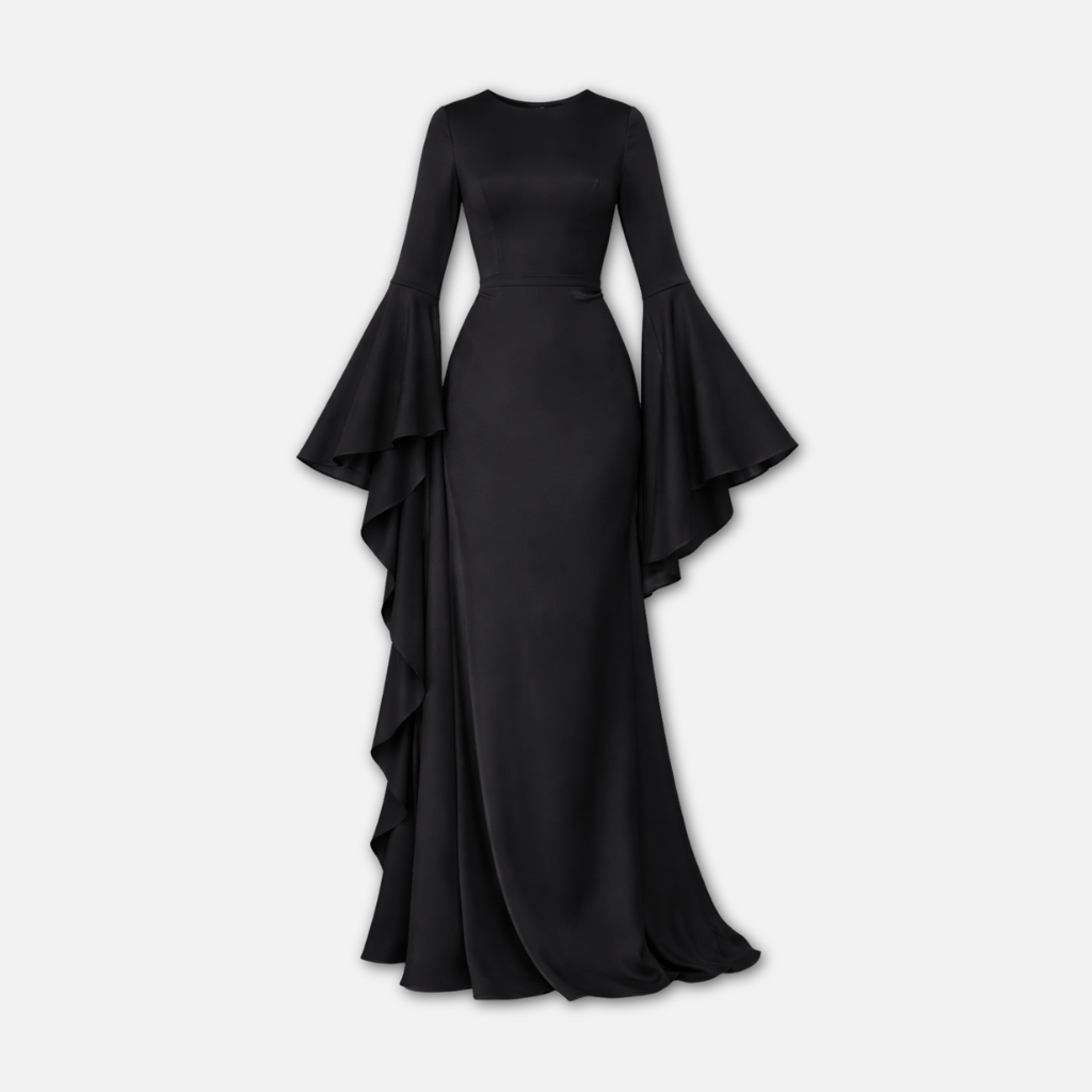 Women’s Draped Maxi Dress with Long Sleeves