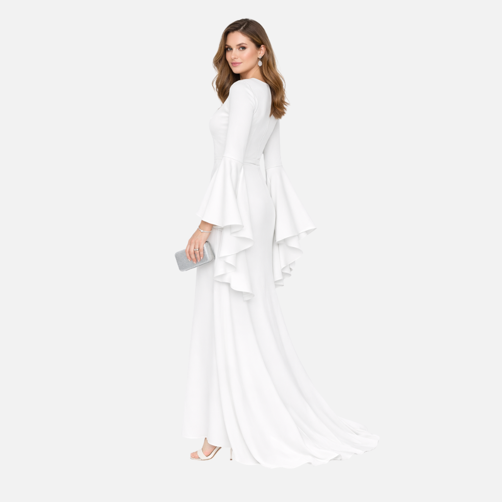 Women’s Draped Maxi Dress with Long Sleeves