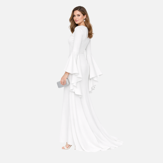 Women’s Draped Maxi Dress with Long Sleeves
