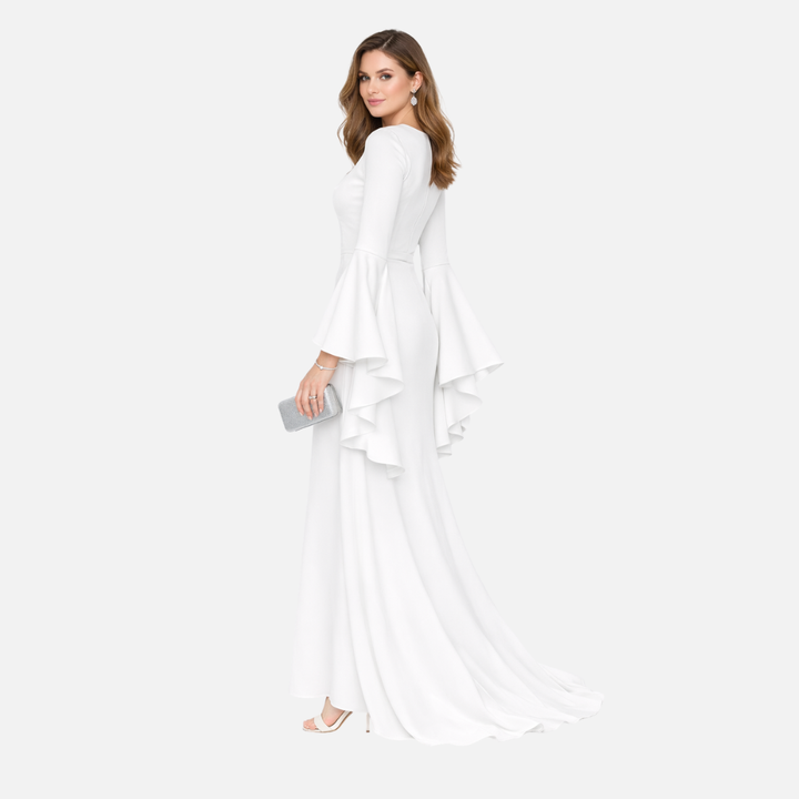 Women’s Draped Maxi Dress with Long Sleeves