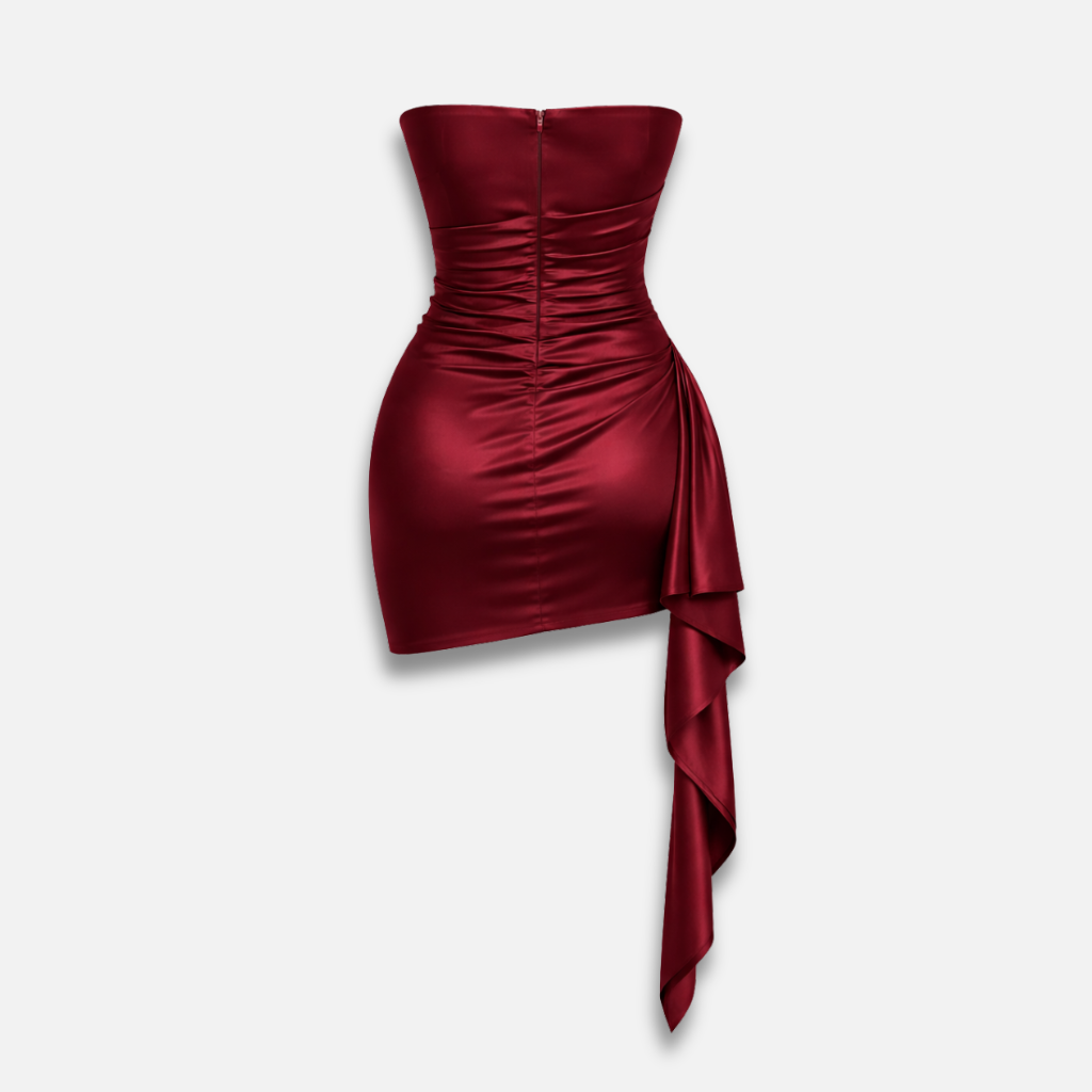 Women’s Draped Mini Dress with Strapless Neckline