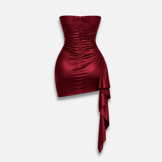 Women’s Draped Mini Dress with Strapless Neckline