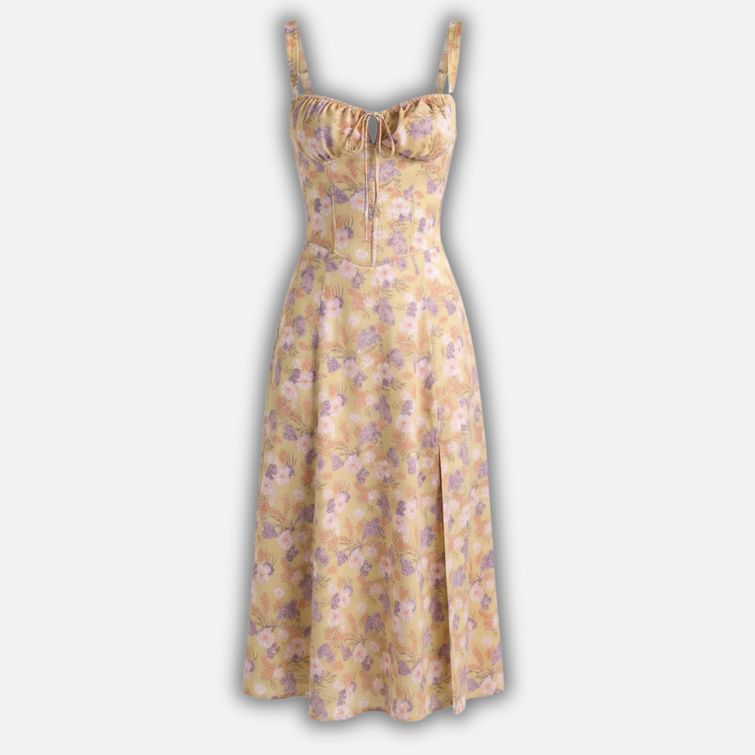 Elegant Crorset Midi Dress with Side Slit for Women