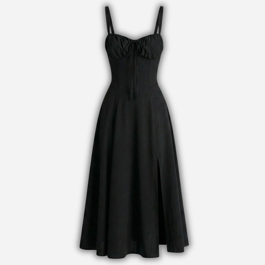 Elegant Crorset Midi Dress with Side Slit for Women