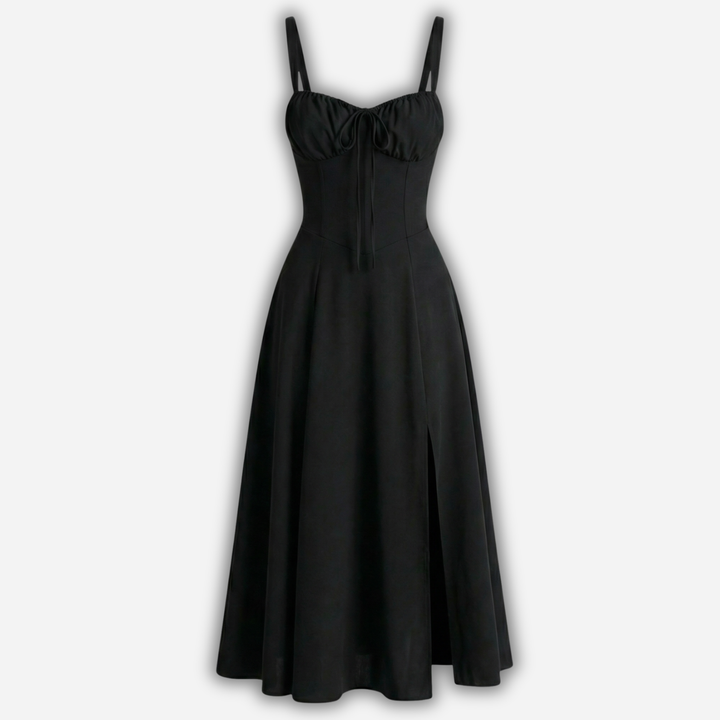 Elegant Crorset Midi Dress with Side Slit for Women