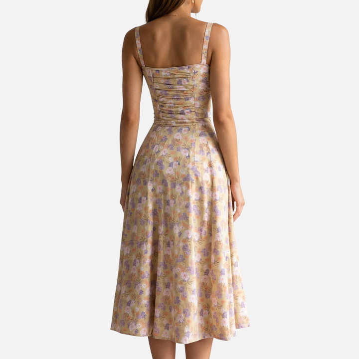 Elegant Crorset Midi Dress with Side Slit for Women