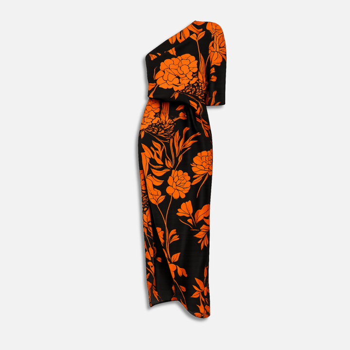 Women’s Floral One-Shoulder Maxi Dress with Side Slit