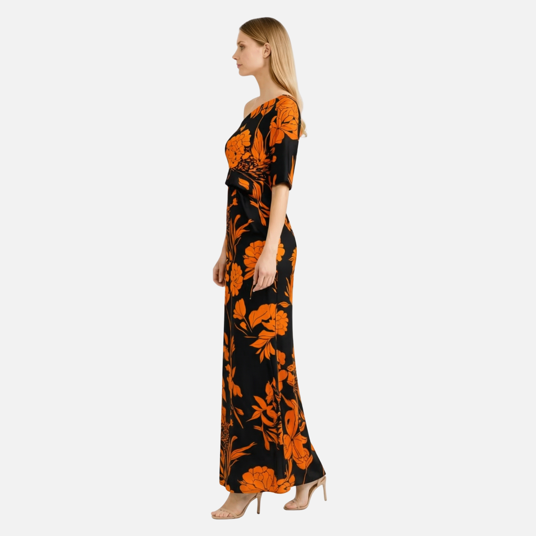 Women’s Floral One-Shoulder Maxi Dress with Side Slit