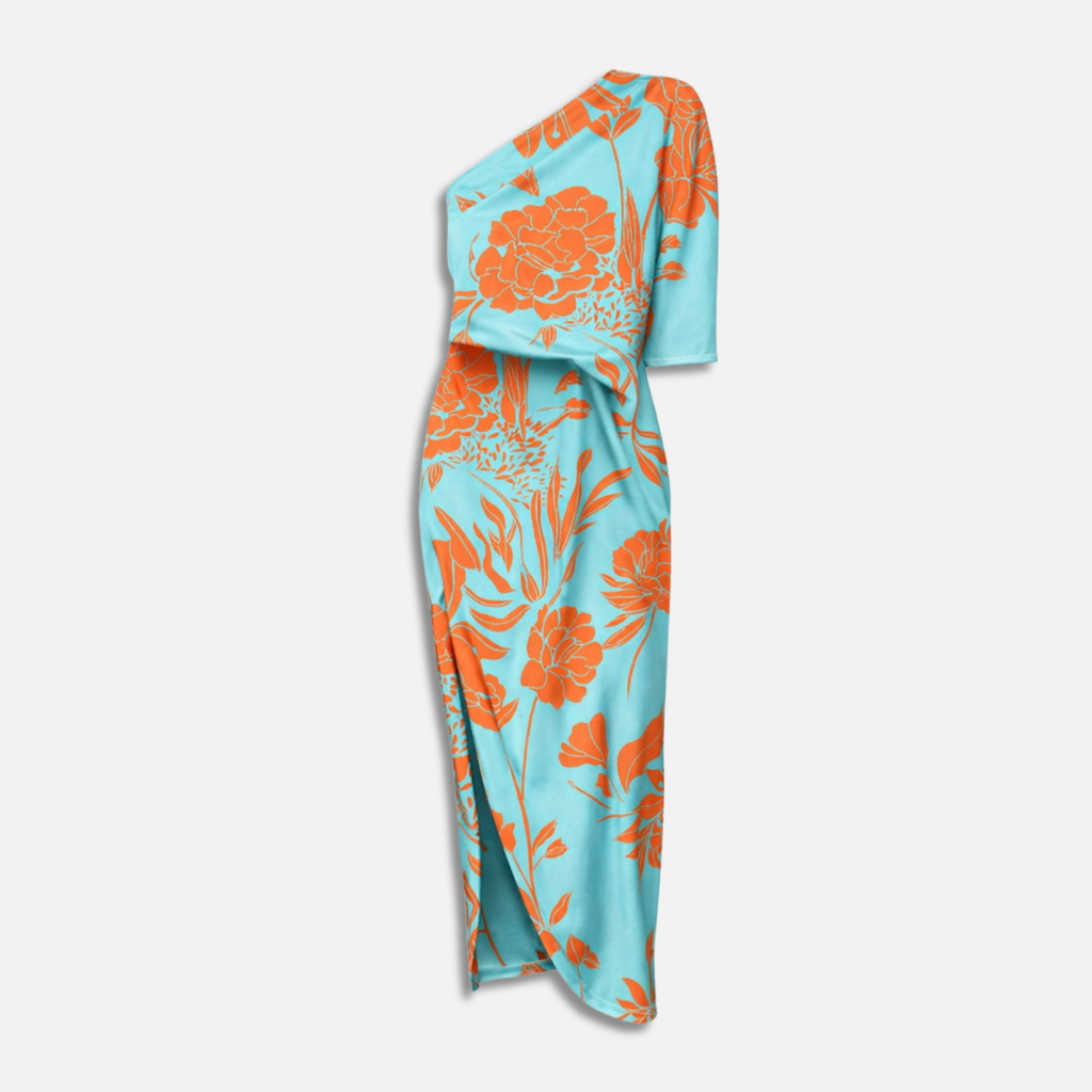 Women’s Floral One-Shoulder Maxi Dress with Side Slit