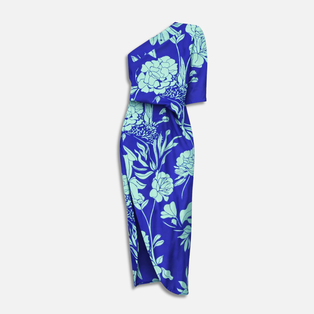 Women’s Floral One-Shoulder Maxi Dress with Side Slit