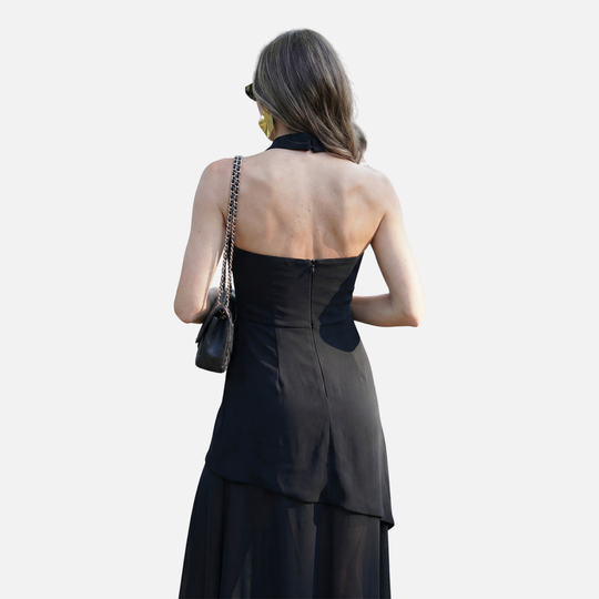 Women’s High-Neck Maxi Dress with Side Slit