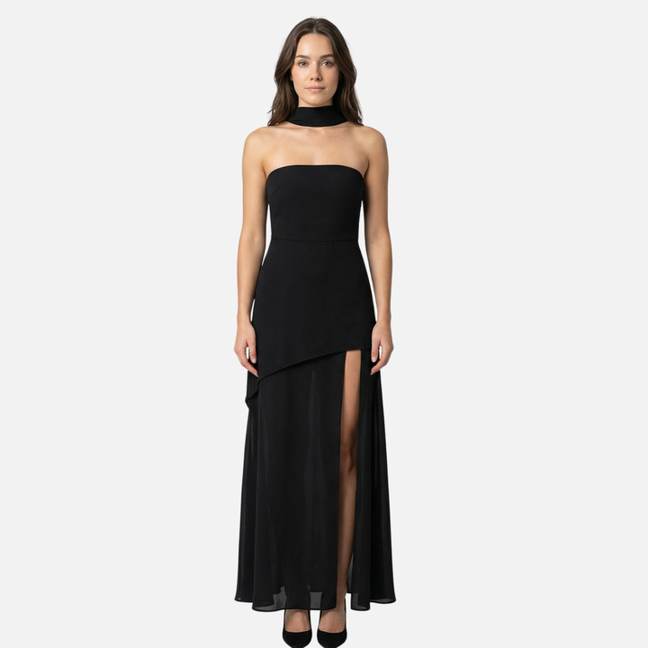 Women’s High-Neck Maxi Dress with Side Slit