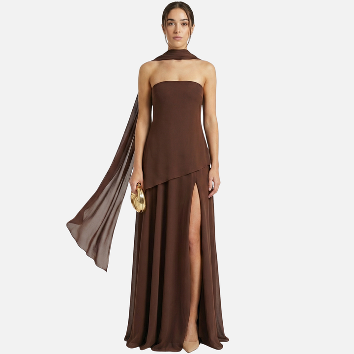 Women’s High-Neck Maxi Dress with Side Slit