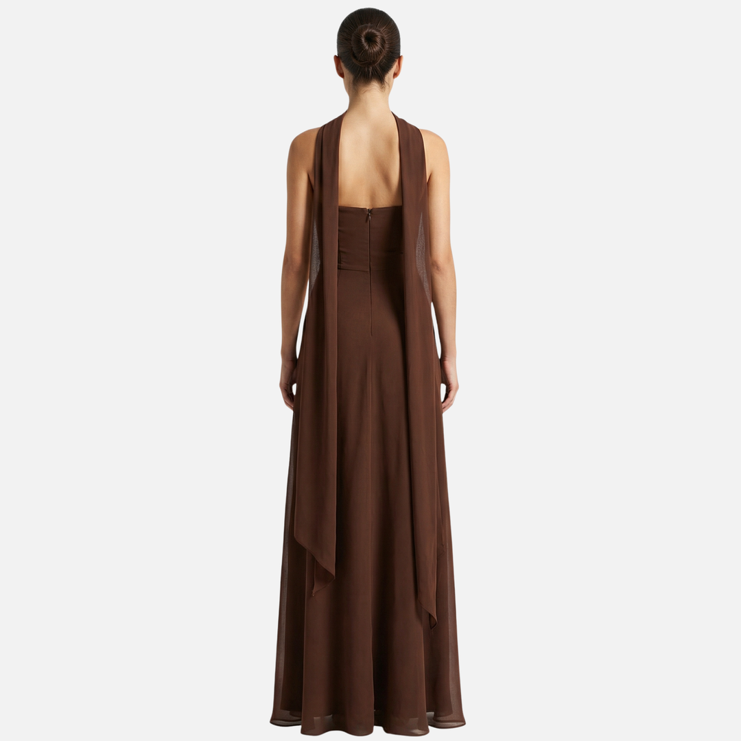 Women’s High-Neck Maxi Dress with Side Slit