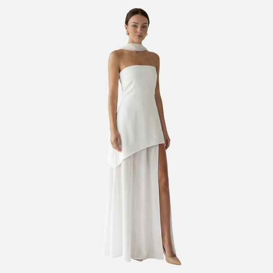 Women’s High-Neck Maxi Dress with Side Slit