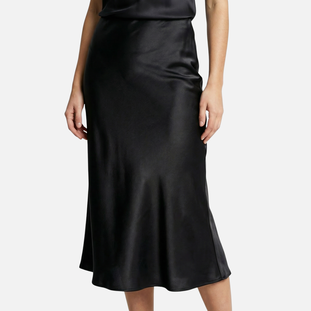Women’s High-Waist Satin Midi Skirt