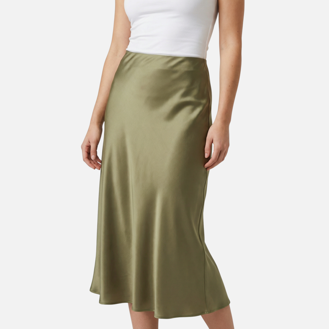 Women’s High-Waist Satin Midi Skirt