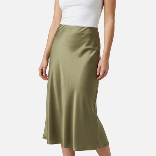Women’s High-Waist Satin Midi Skirt
