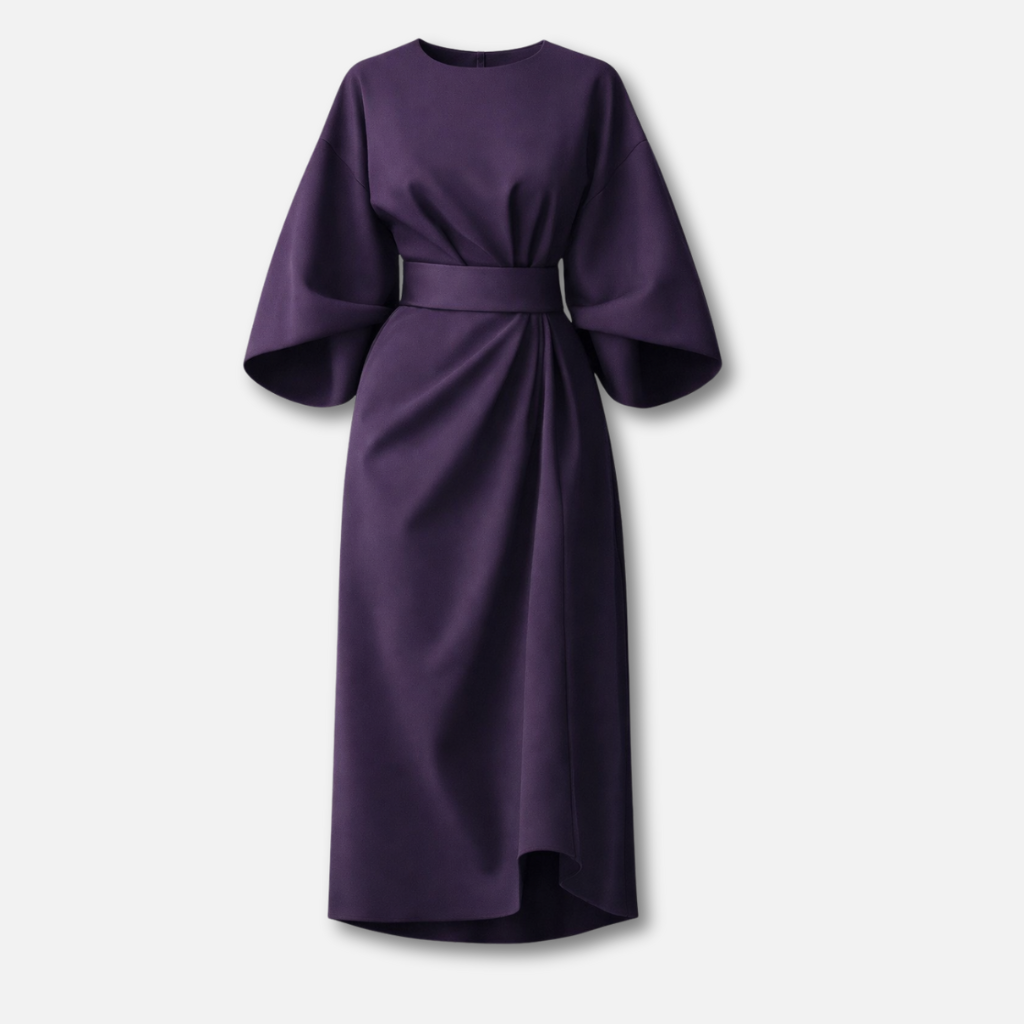 Women’s Lantern Sleeve Dress with Waist Belt