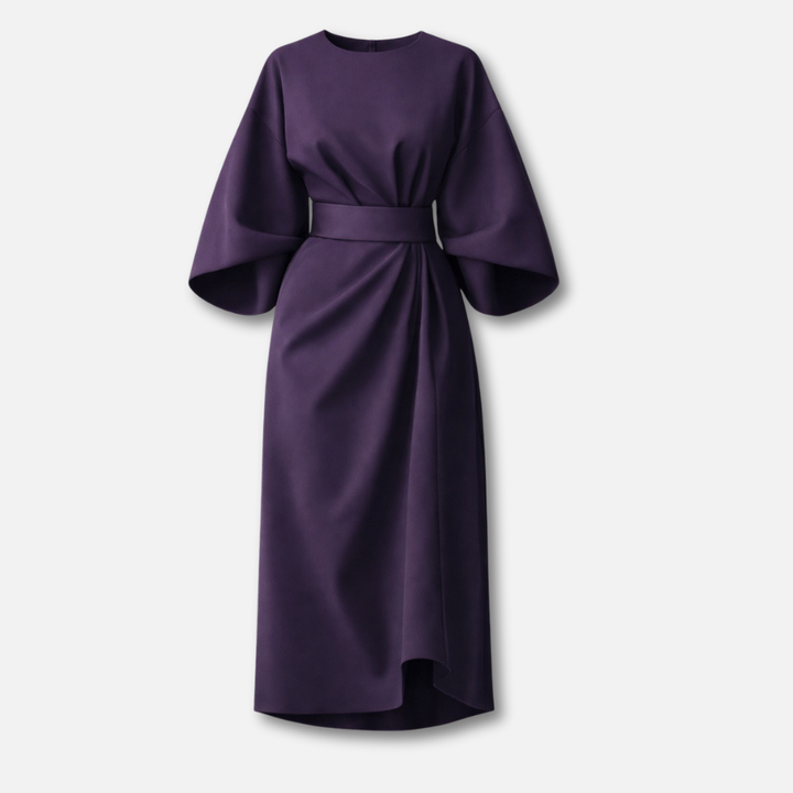 Women’s Lantern Sleeve Dress with Waist Belt