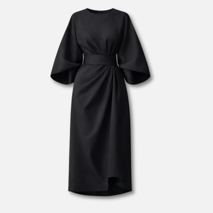 Women’s Lantern Sleeve Dress with Waist Belt
