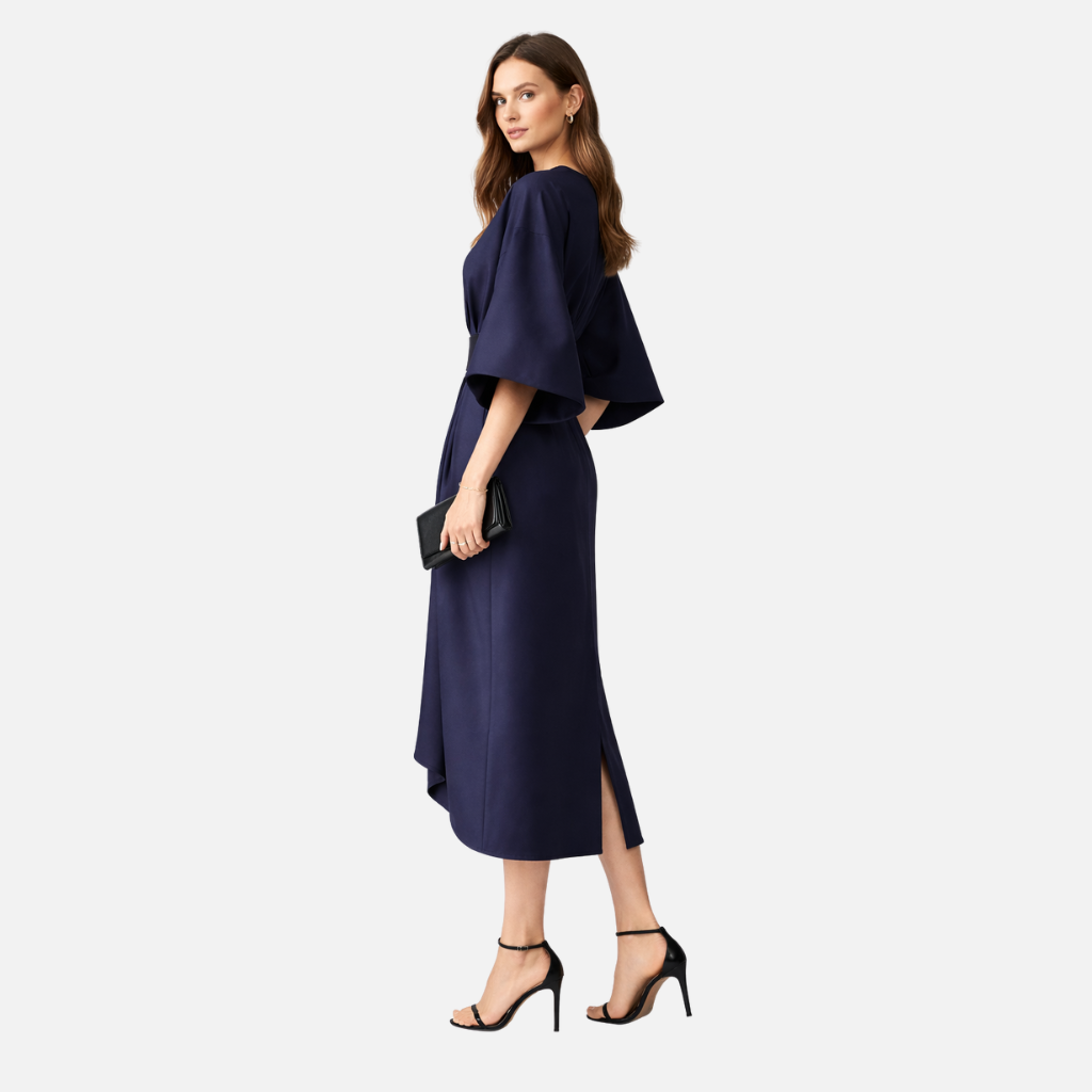 Women’s Lantern Sleeve Dress with Waist Belt