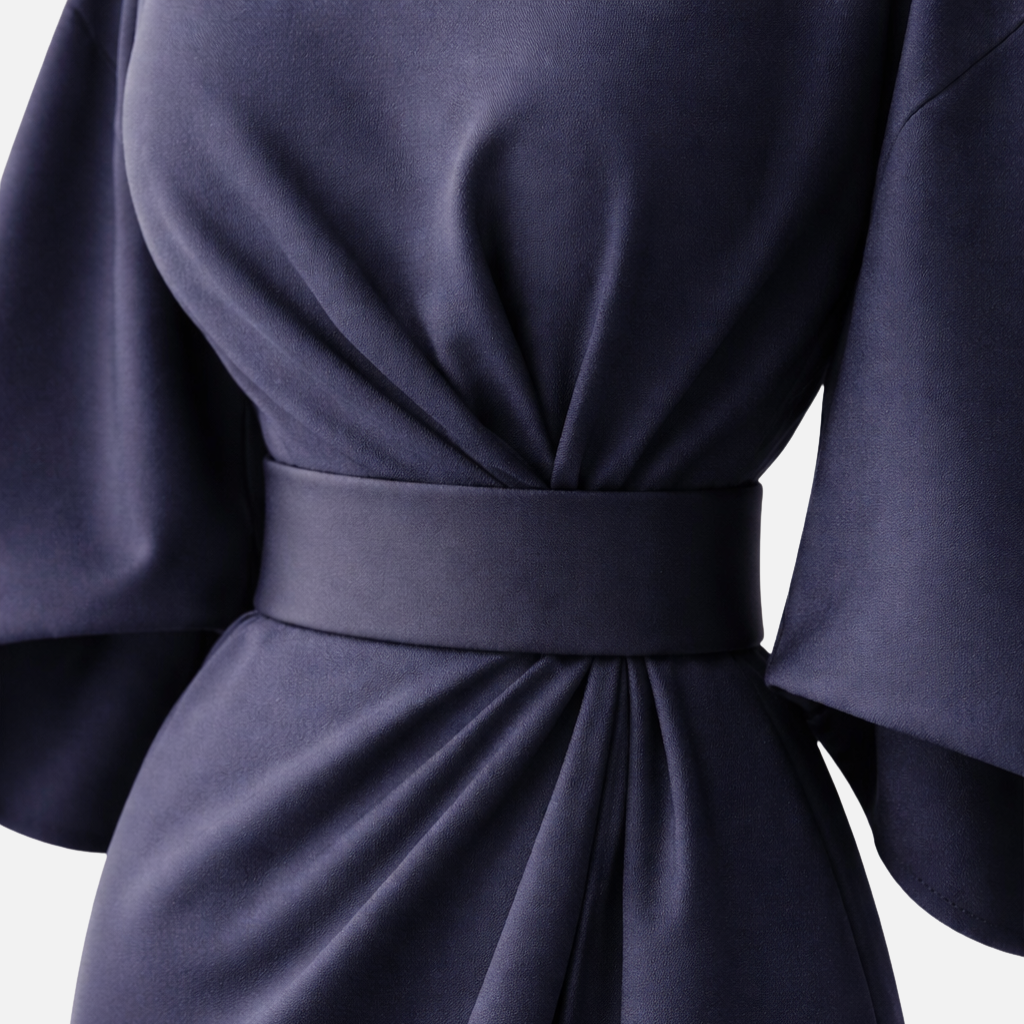 Women’s Lantern Sleeve Dress with Waist Belt