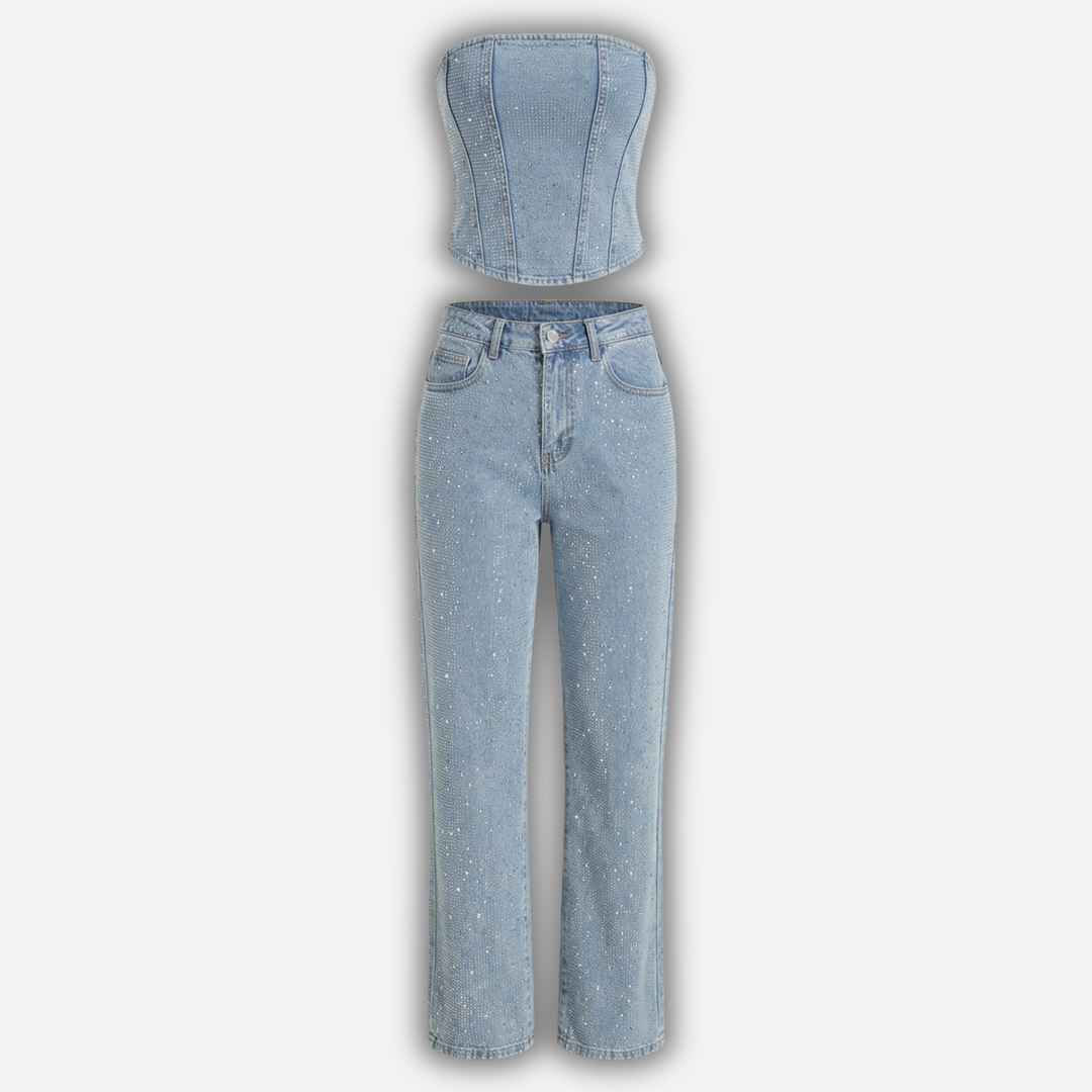 Women’s Liora Glitter Top & High-Waist Trouser Set