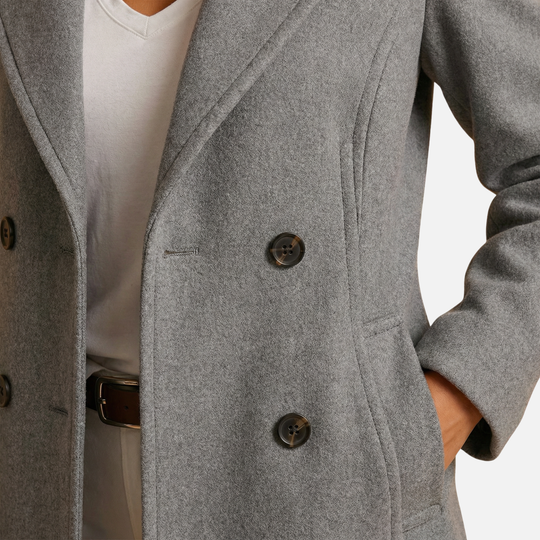 Women’s Longline Buttoned Coat with Notched Collar