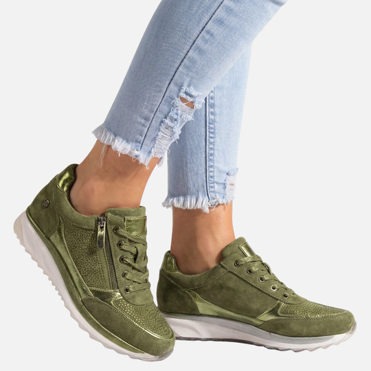 Women’s Metallic Sneakers with Side Zipper