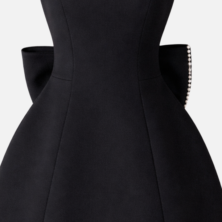 Women’s Pearl-Trimmed Mini Dress with Back Bow