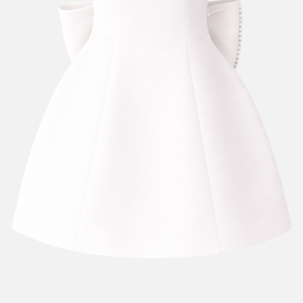Women’s Pearl-Trimmed Mini Dress with Back Bow