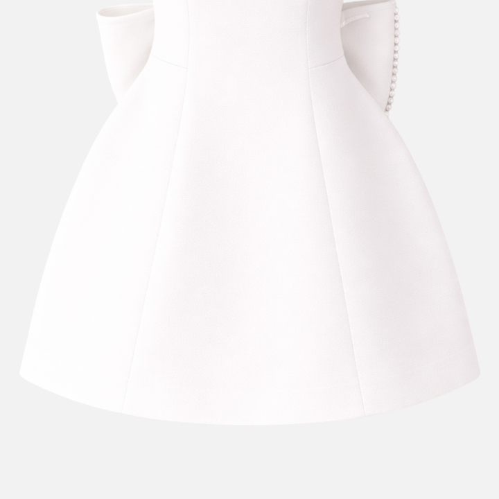 Women’s Pearl-Trimmed Mini Dress with Back Bow