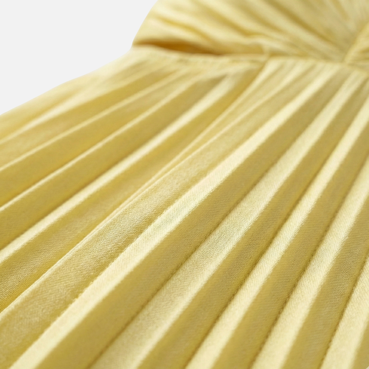 Women’s Pleated Midi Dress with V-Neck Bodice