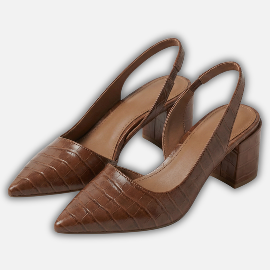 Women’s Pointed Toe Slingback Pumps with Block Heel