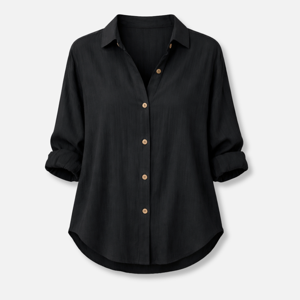 Women’s Relaxed Fit Blouse with Roll-Up Sleeves