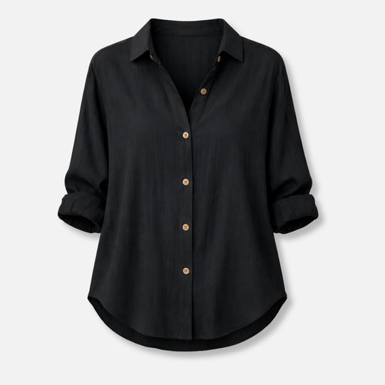 Women’s Relaxed Fit Blouse with Roll-Up Sleeves