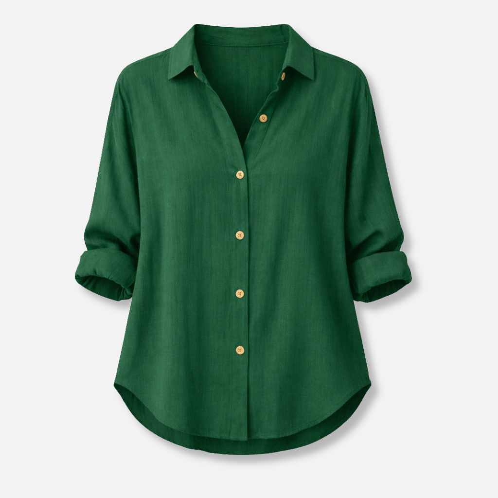Women’s Relaxed Fit Blouse with Roll-Up Sleeves