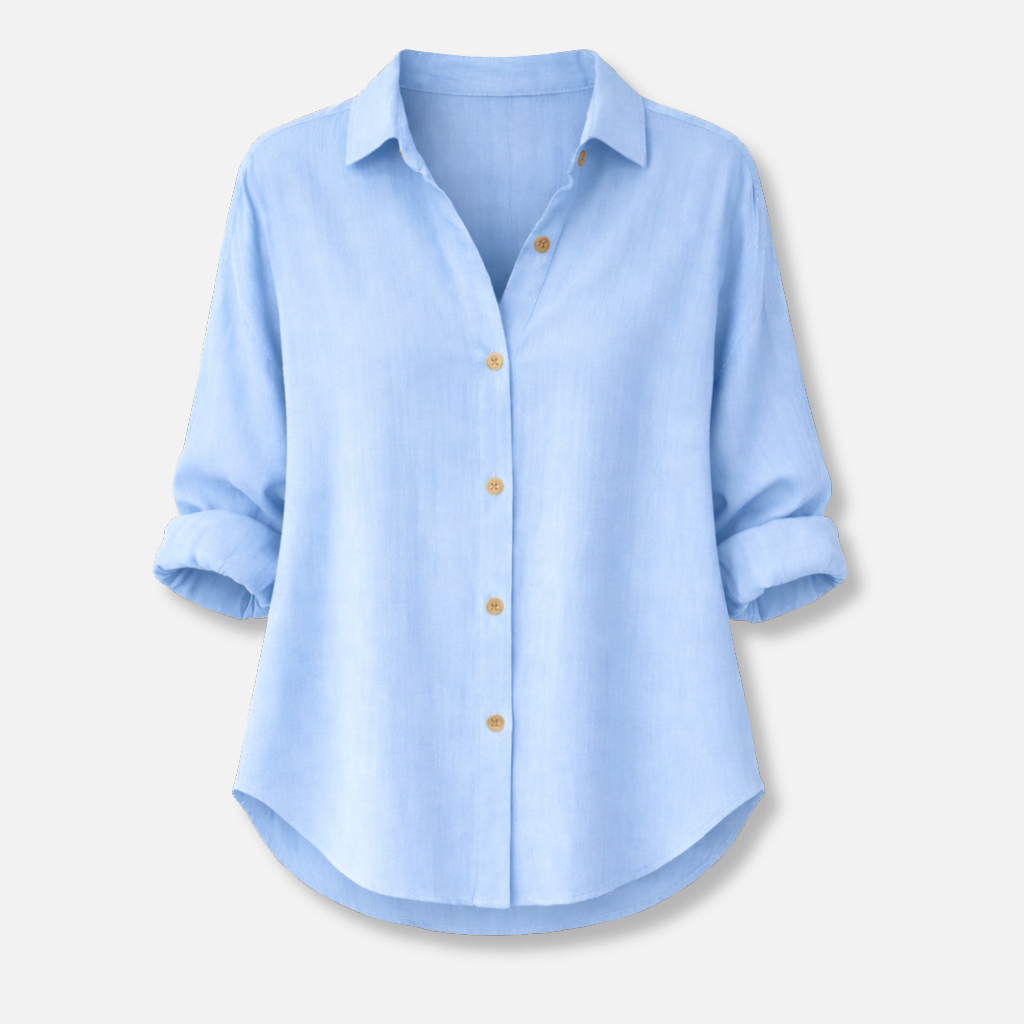 Women’s Relaxed Fit Blouse with Roll-Up Sleeves