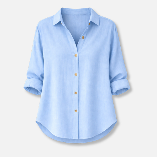 Women’s Relaxed Fit Blouse with Roll-Up Sleeves