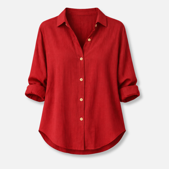 Women’s Relaxed Fit Blouse with Roll-Up Sleeves