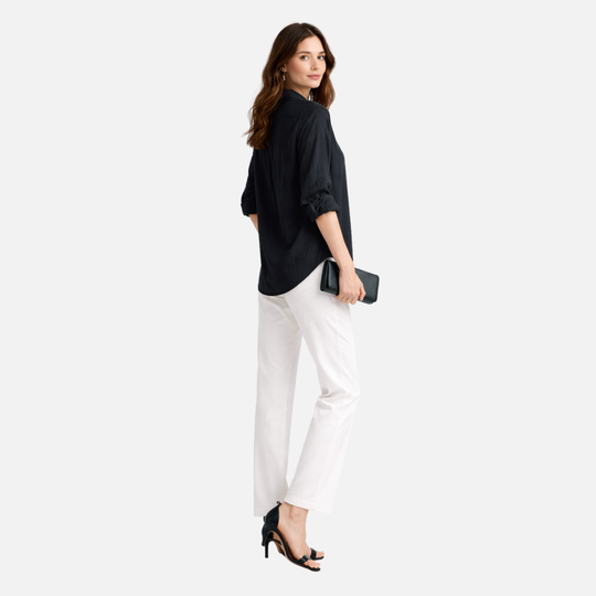 Women’s Relaxed Fit Blouse with Roll-Up Sleeves