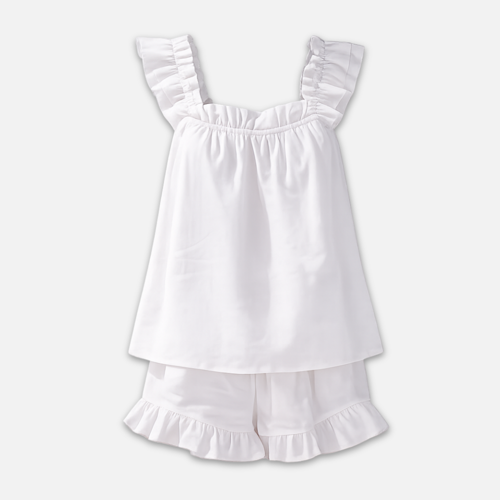 Women’s Ruffled Strap Lounge Set with Matching Shorts